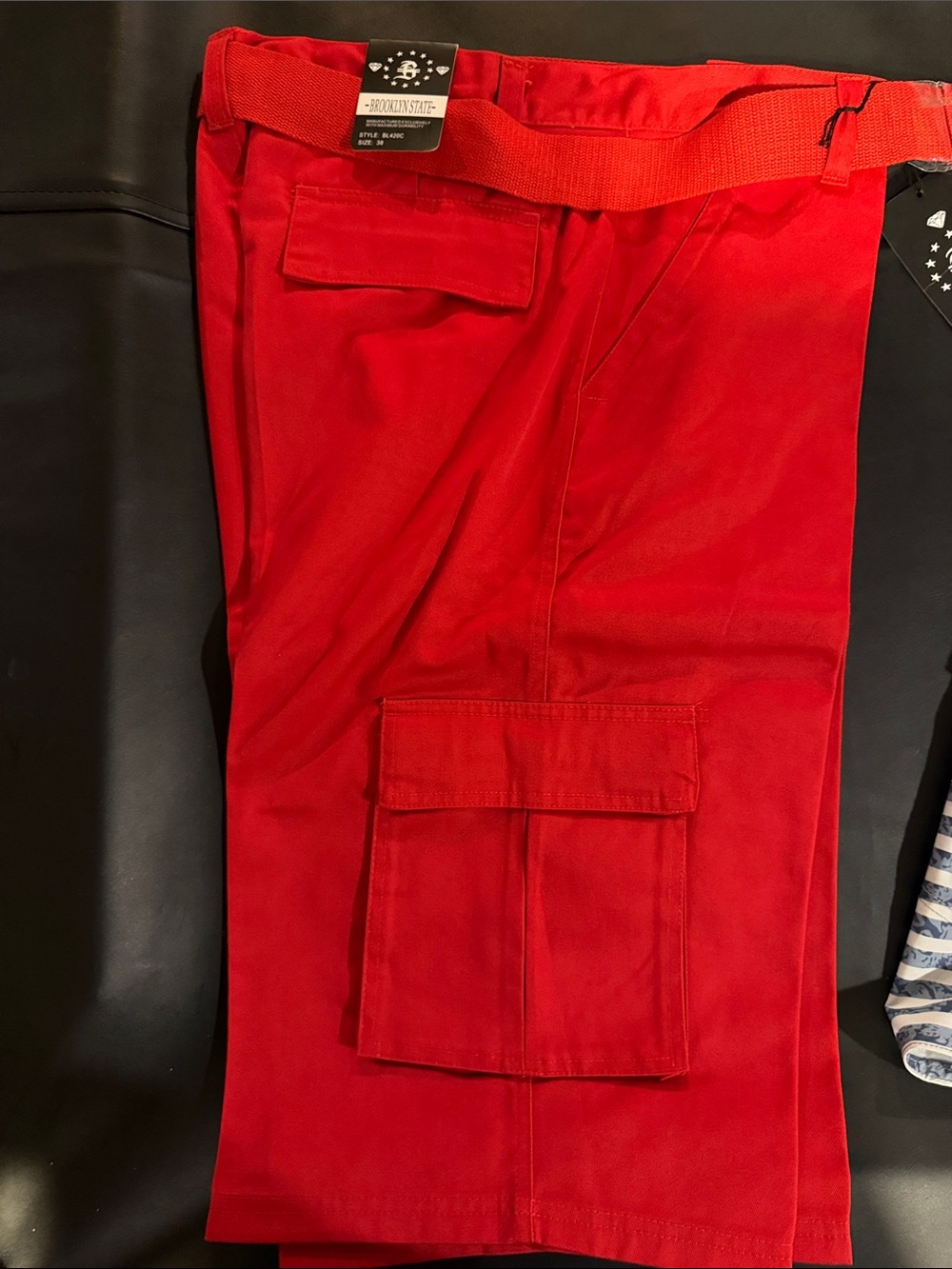 Men's Red Cargo Shorts with Utility Pockets